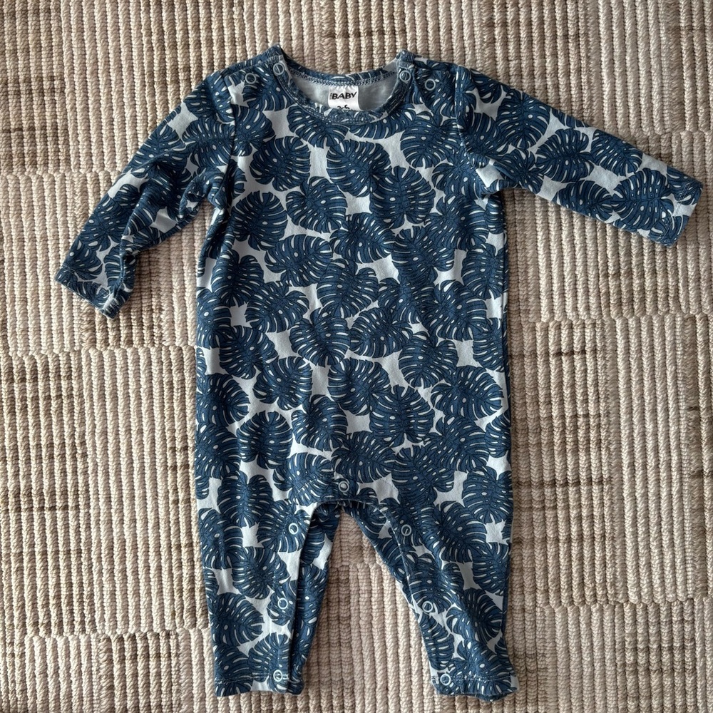 Cotton on Kids Navy Leaf Print Kids Bodysuit